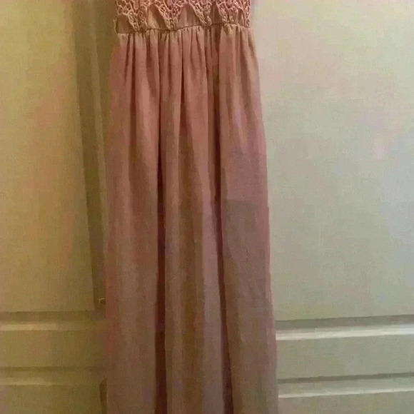 Light pink with lace overlay on bust maxi dress - Picture 3 of 4